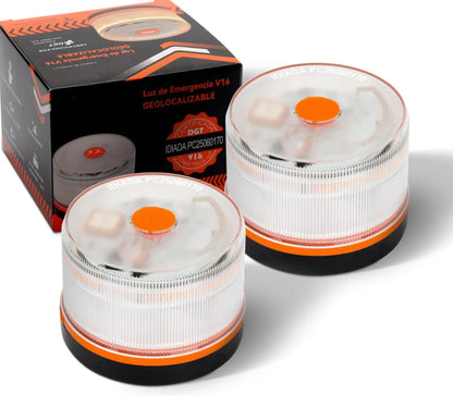 DF Luz de Emergencia V16 Aprobada por la DGT con Geolocalización 3.0 – Señalización de Ubicación para Automóviles, Plan de Datos Incluido – Base Magnética IP54 – Cumple con la Normativa 2026.