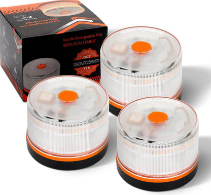 DF Luz de Emergencia V16 Aprobada por la DGT con Geolocalización 3.0 – Señalización de Ubicación para Automóviles, Plan de Datos Incluido – Base Magnética IP54 – Cumple con la Normativa 2026.