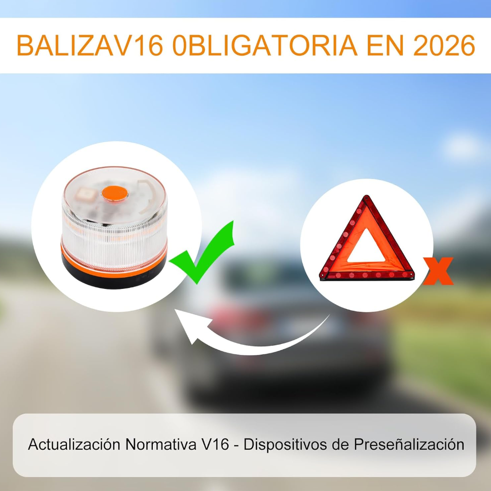 DF Luz de Emergencia V16 Aprobada por la DGT con Geolocalización 3.0 – Señalización de Ubicación para Automóviles, Plan de Datos Incluido – Base Magnética IP54 – Cumple con la Normativa 2026.