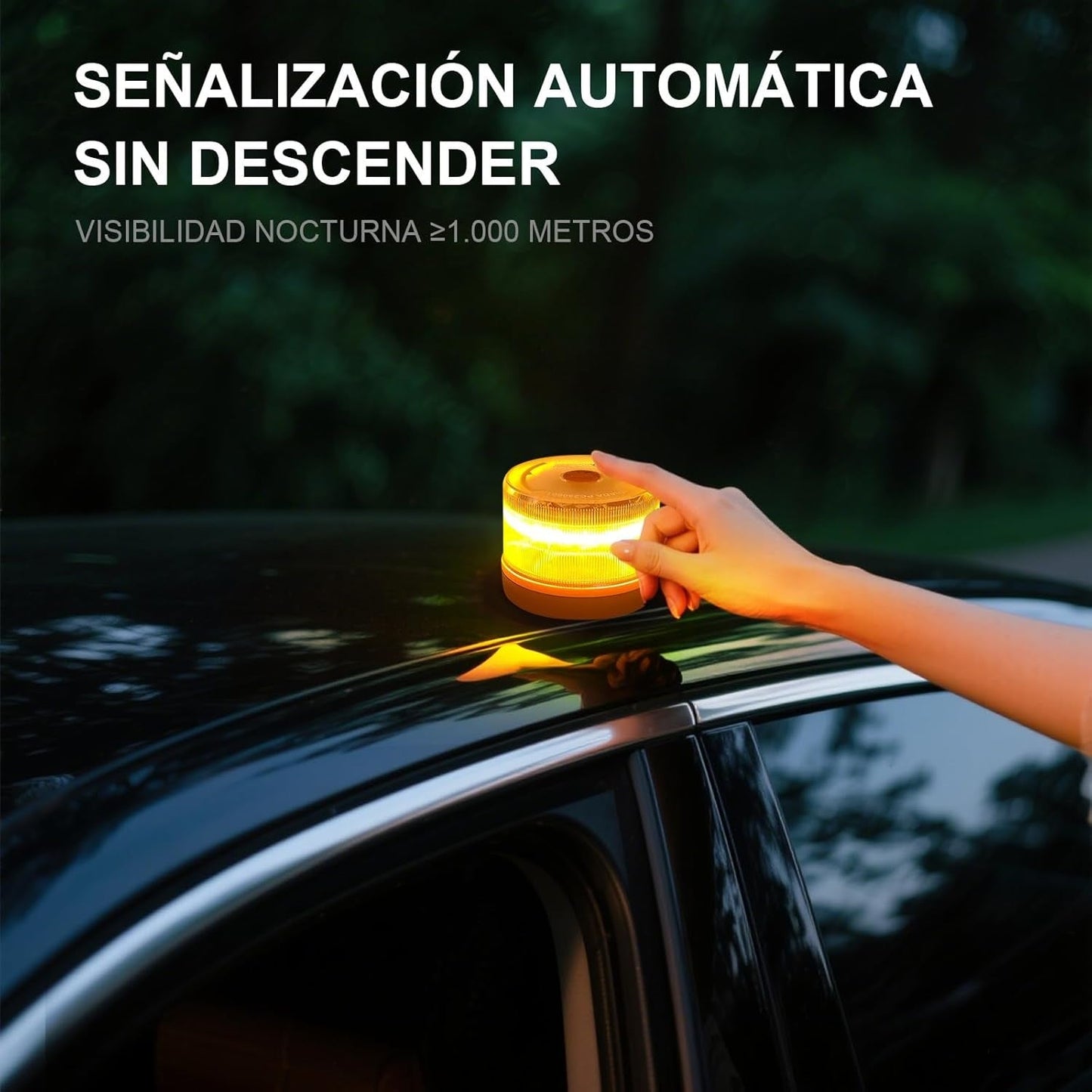DF Luz de Emergencia V16 Aprobada por la DGT con Geolocalización 3.0 – Señalización de Ubicación para Automóviles, Plan de Datos Incluido – Base Magnética IP54 – Cumple con la Normativa 2026.
